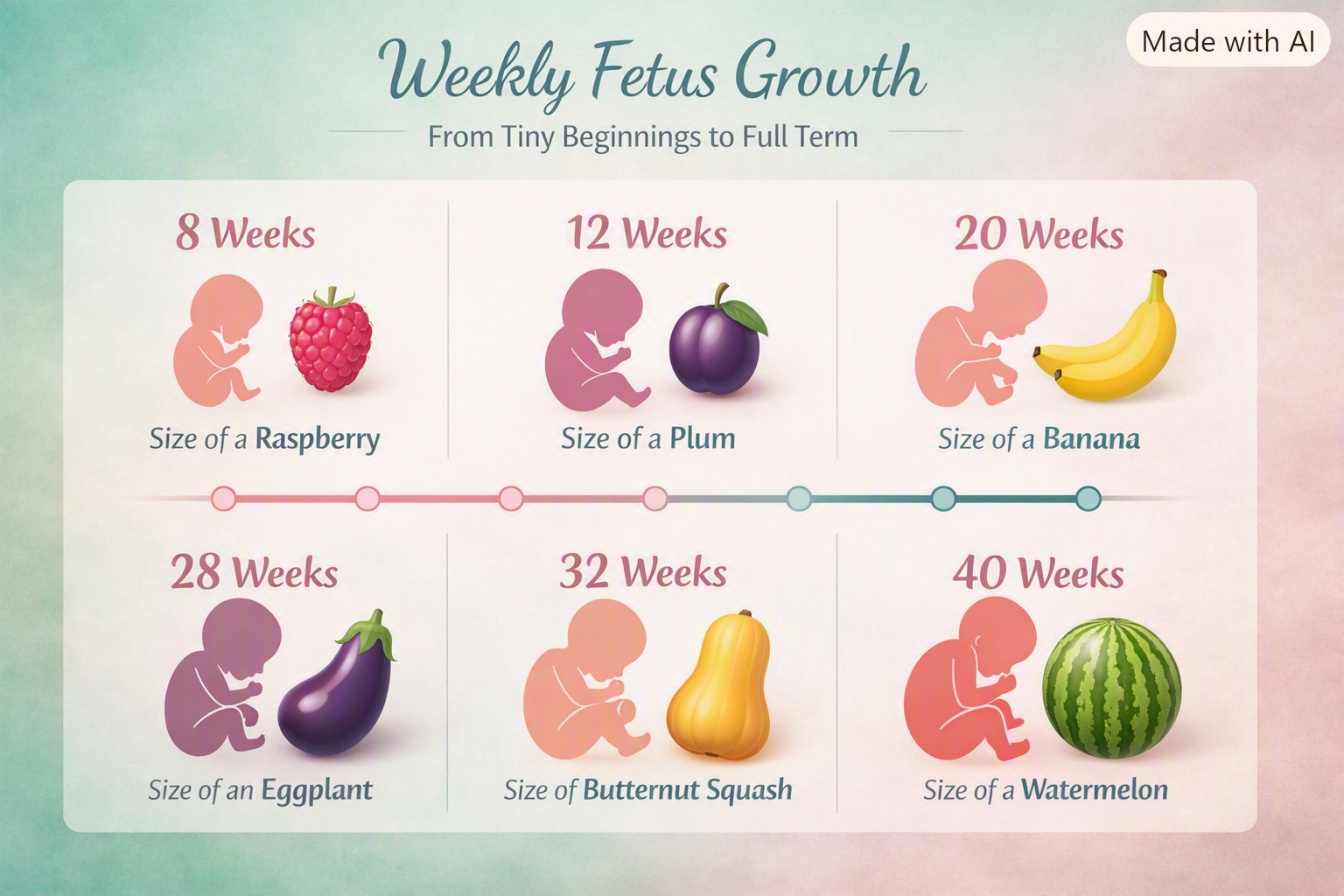Weekly Fetus Growth Chart – Umeed AI Infographic showing fetal growth stages with fruit size comparisons